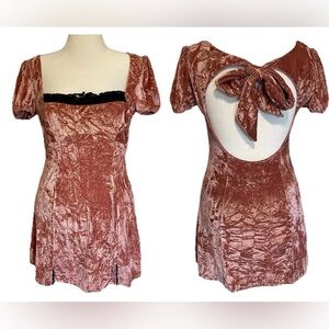 Kimchi Blue Velvet Mini Dress Pink Ruched Party Babydoll Sexy Fairycore Large